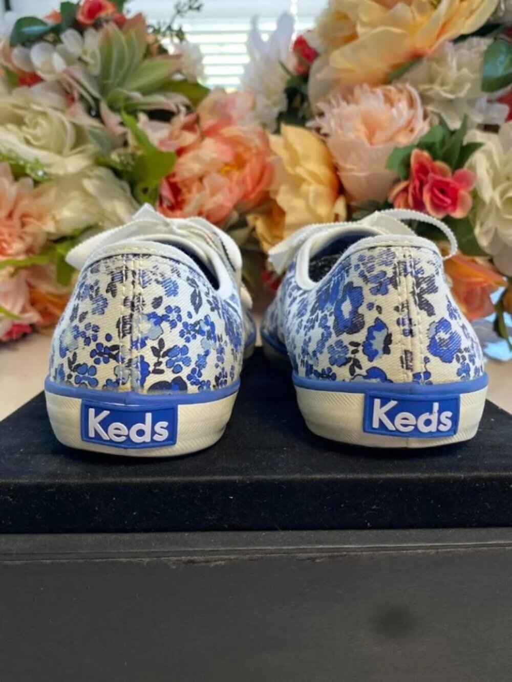 Keds Blue and White Floral Champion Sneakers - Picture 6 of 10